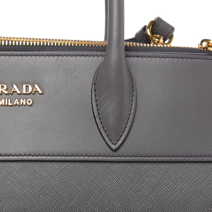 Prada Saffiano City Calfskin Medium Esplanade Tote Mercurio 8 of 10