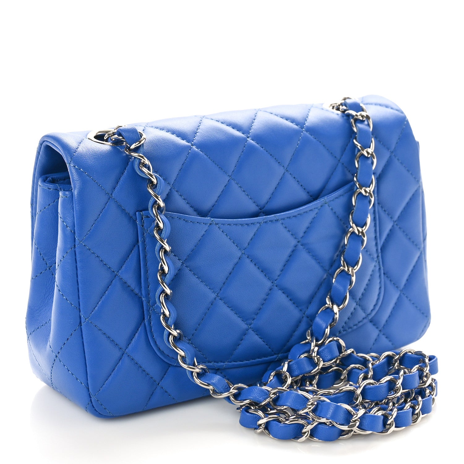 Chanel Lambskin Quilted Mini Rectangular Flap Blue 1494440