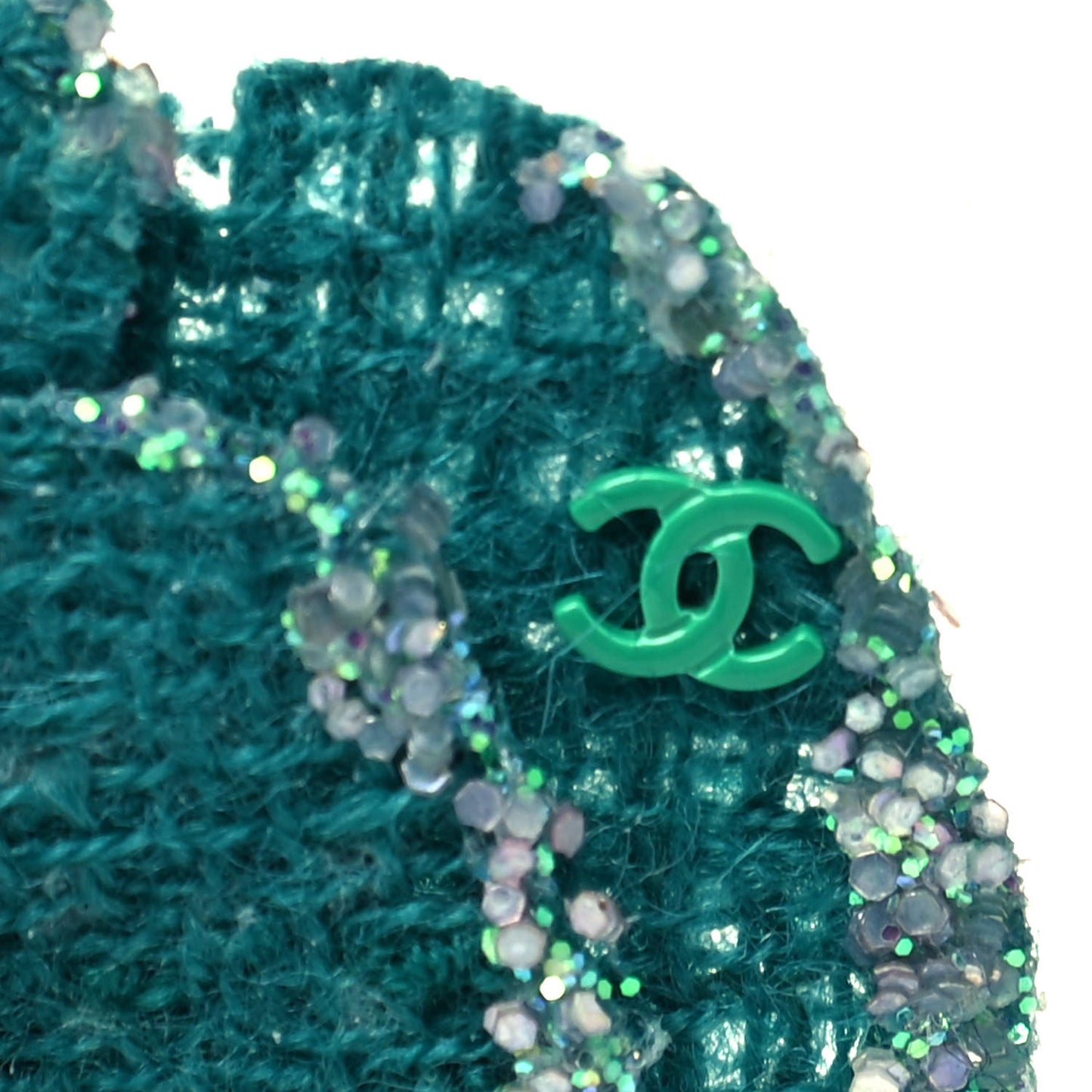Tweed Camellia Pin Brooch Turquoise