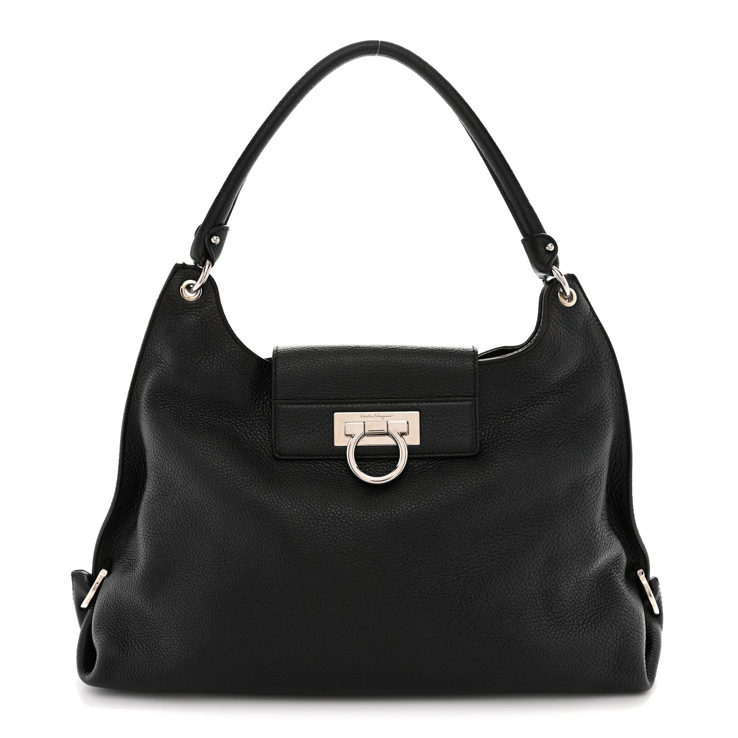 Calfskin Fanisa Gancini Large Hobo Black