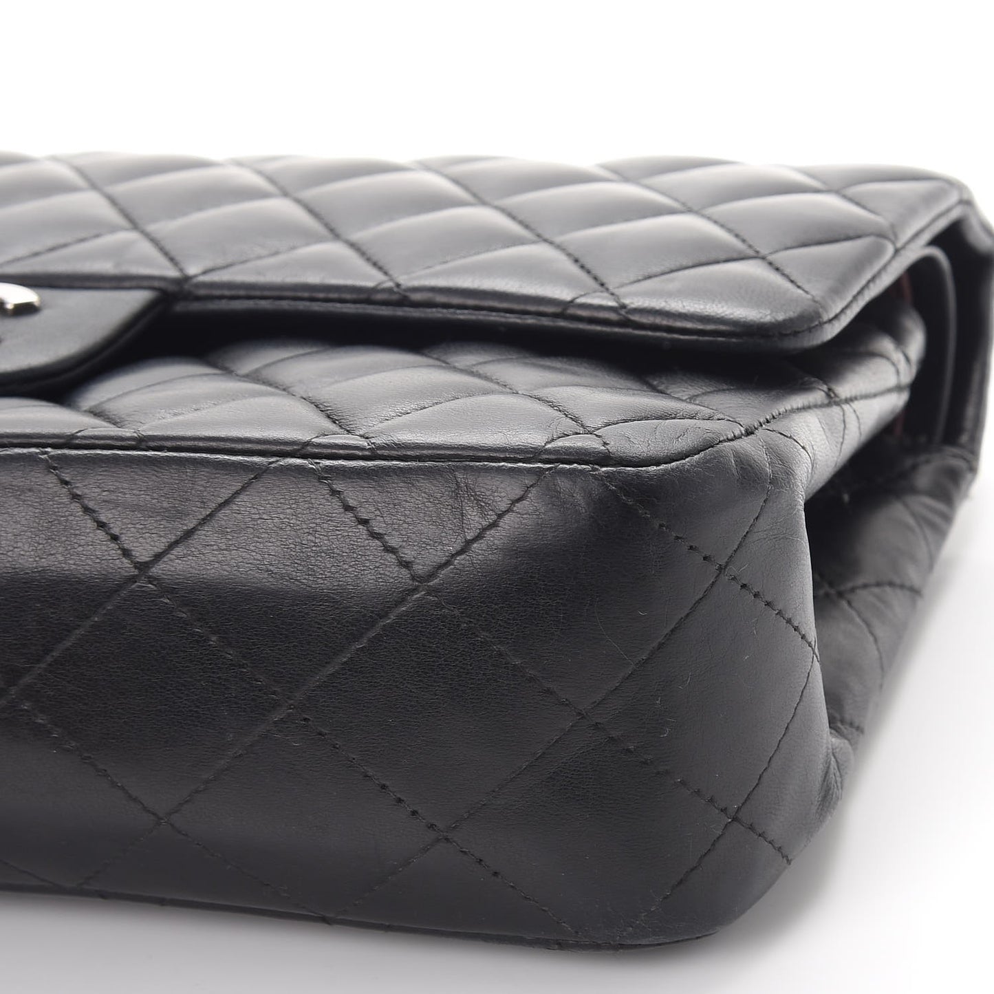 Lambskin Quilted Medium Double Flap Black