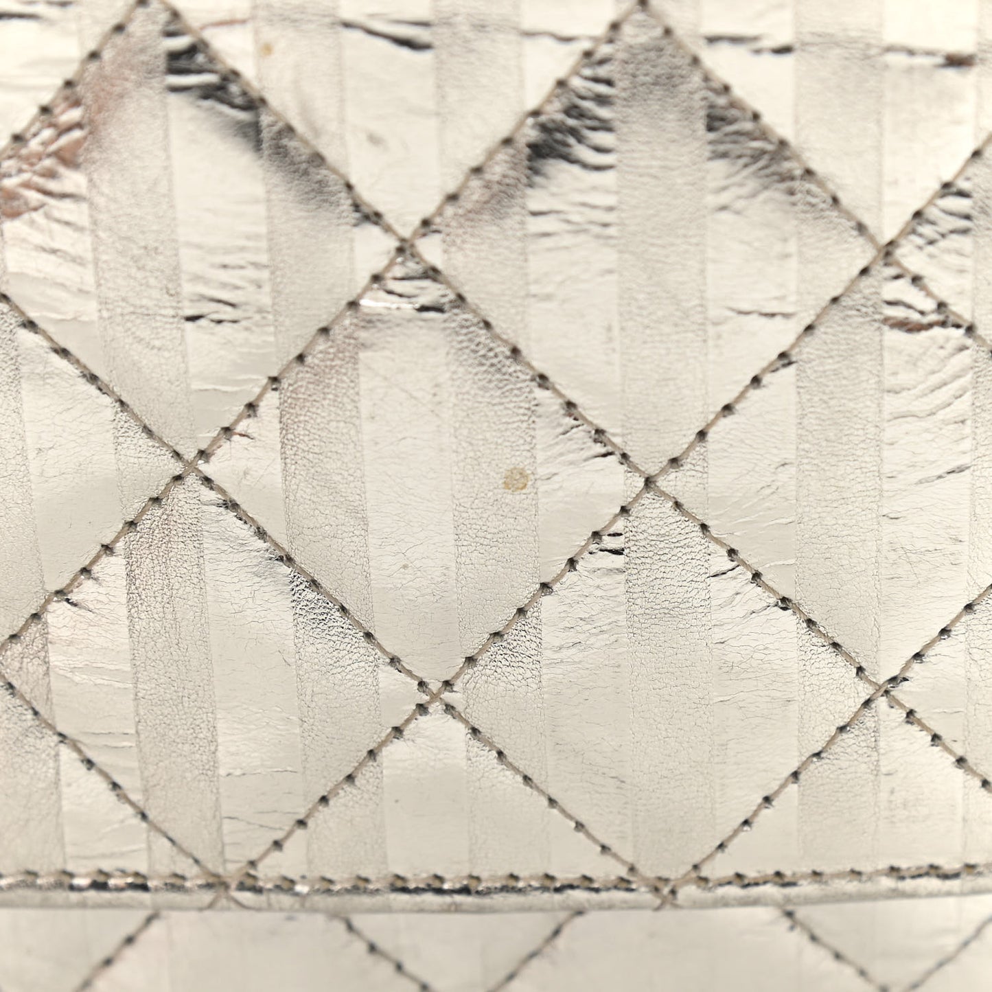 Metallic Striped Calfskin Reissue Wallet On Chain WOC Silver