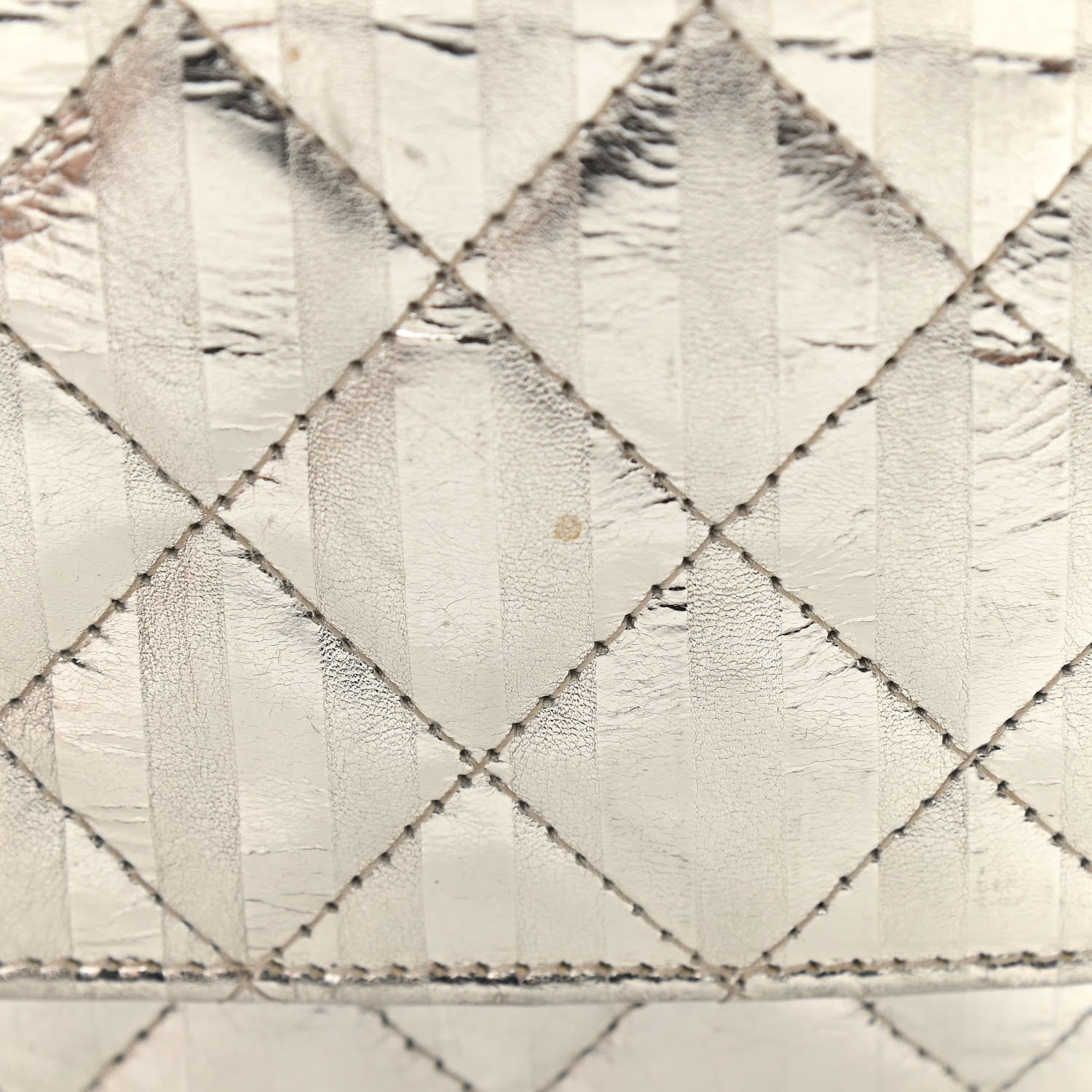 Chanel Metallic Striped Calfskin Reissue Wallet On Chain WOC Silver 10 of 19