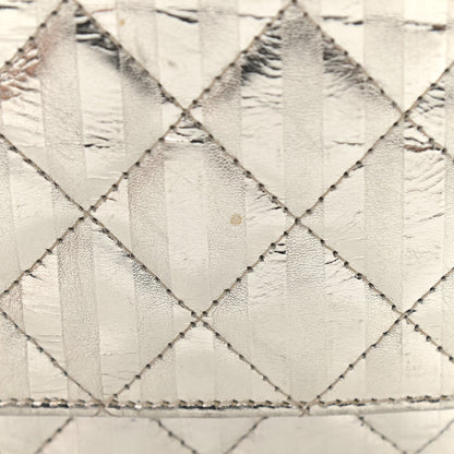 Chanel Metallic Striped Calfskin Reissue Wallet On Chain WOC Silver 10 of 19