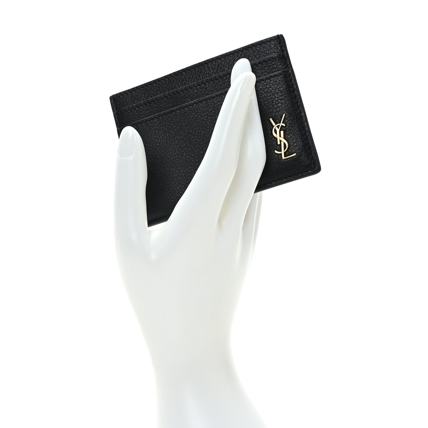Calfskin Tiny Cassandre Credit Card Case Black