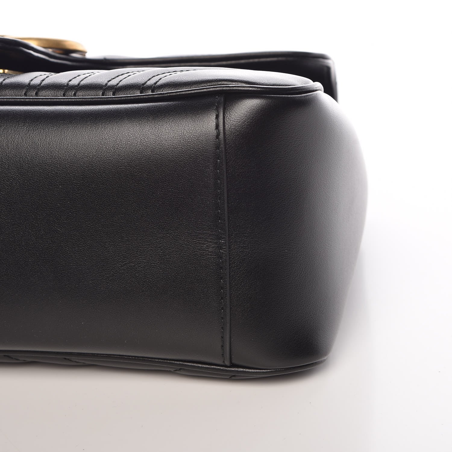 Gucci Calfskin Matelasse Small GG Marmont Top Handle Shoulder Bag Black 9 of 9