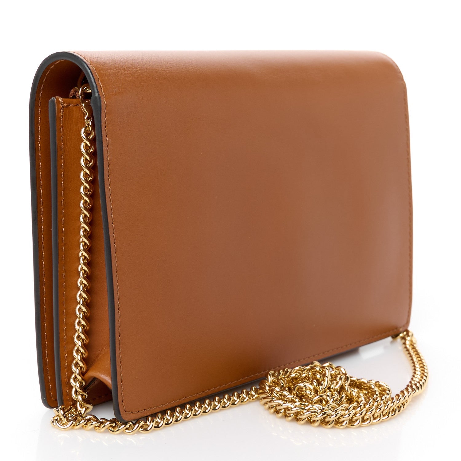 Fendi Vitello King Tamponato Logo Embossed Medium Wallet On Chain Cuoio 3 of 11