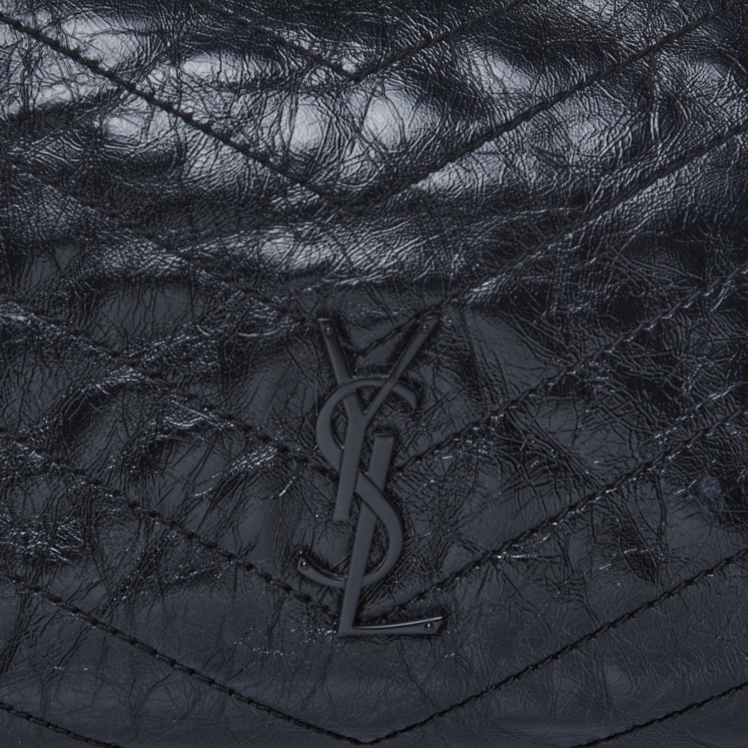 Saint Laurent Crinkled Calfskin Matelasse Monogram Medium Niki Shopper Tote Black 13 of 22