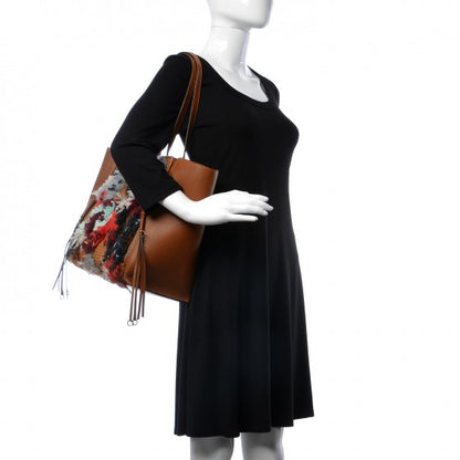 Chloe Calfskin Woven Medium Milo Shopping Tote Tan 1 of 5