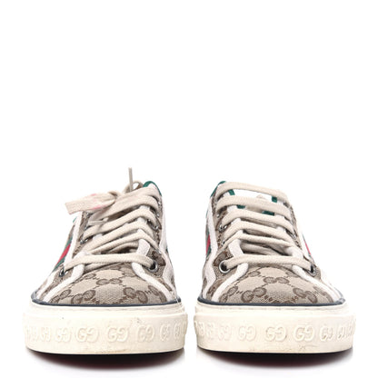 Gucci GG Monogram Web Womens 1977 Tennis Sneakers 38 Beige Ebony Mystic White 2 of 19