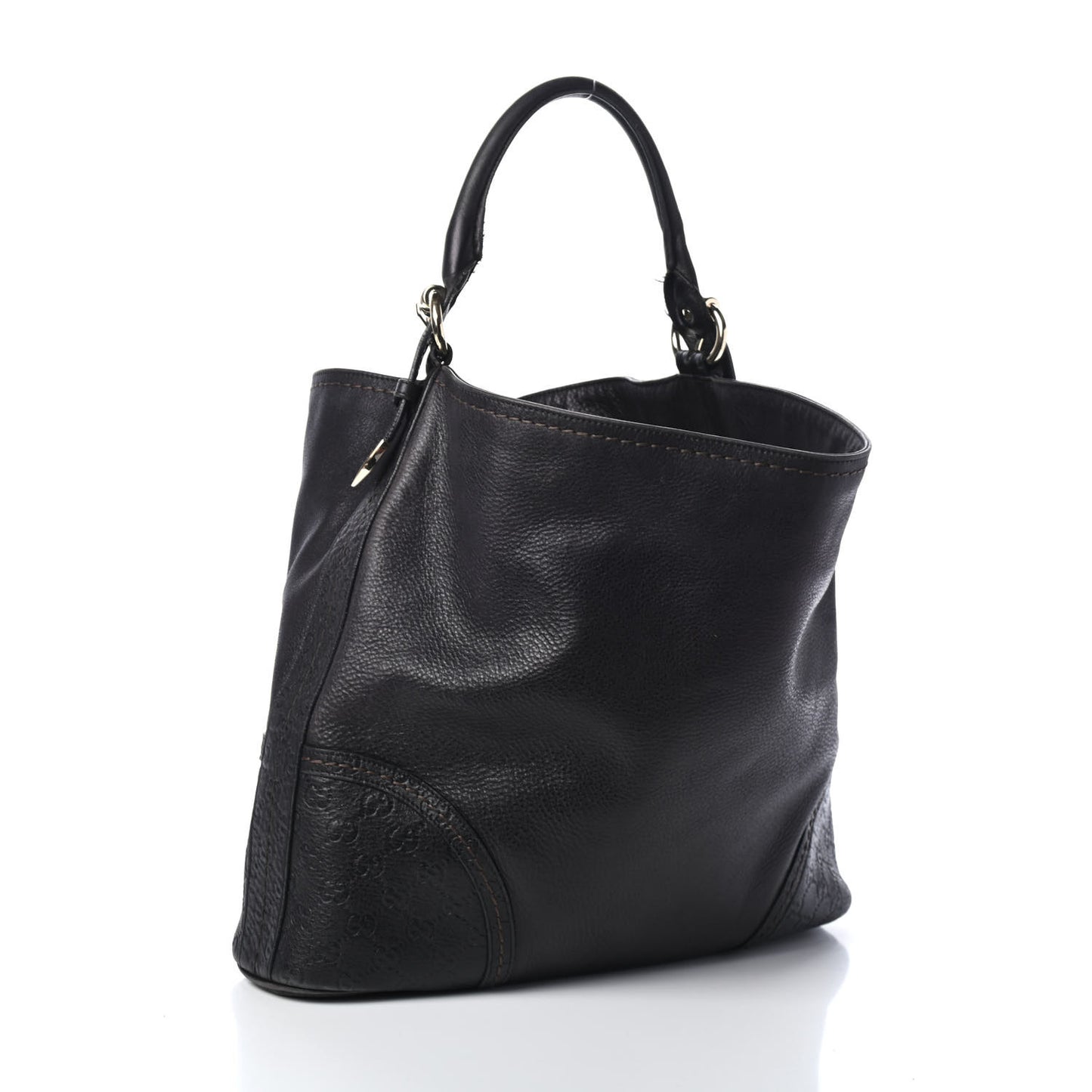 Calfskin Guccissima Trim Large Signoria Black