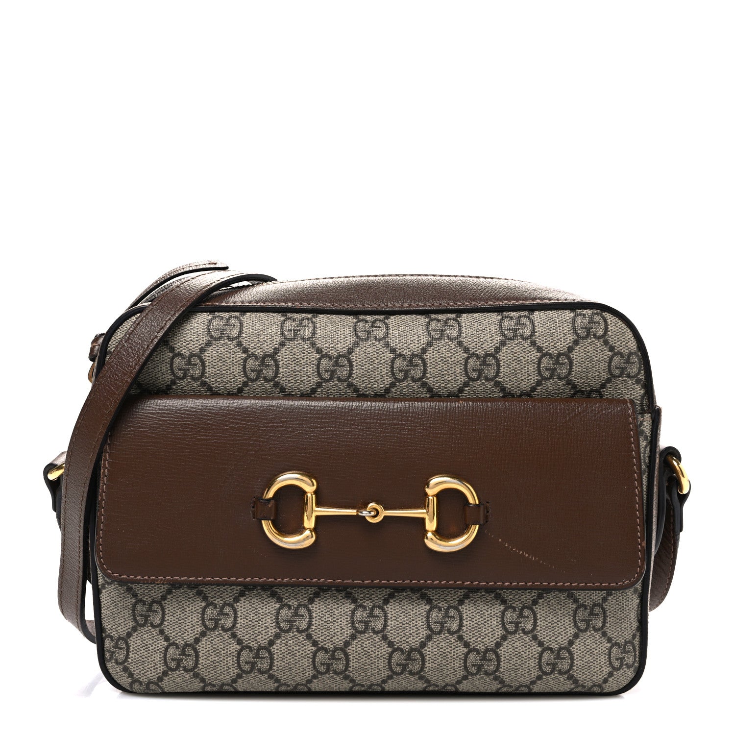Gucci GG Supreme Monogram Small Horsebit 1955 Shoulder Bag Beige Brown Sugar 1 of 12