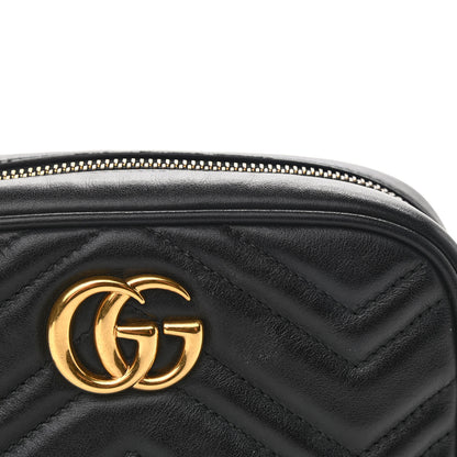 Gucci Calfskin Matelasse Mini GG Marmont Chain Shoulder Bag Black 10 of 11