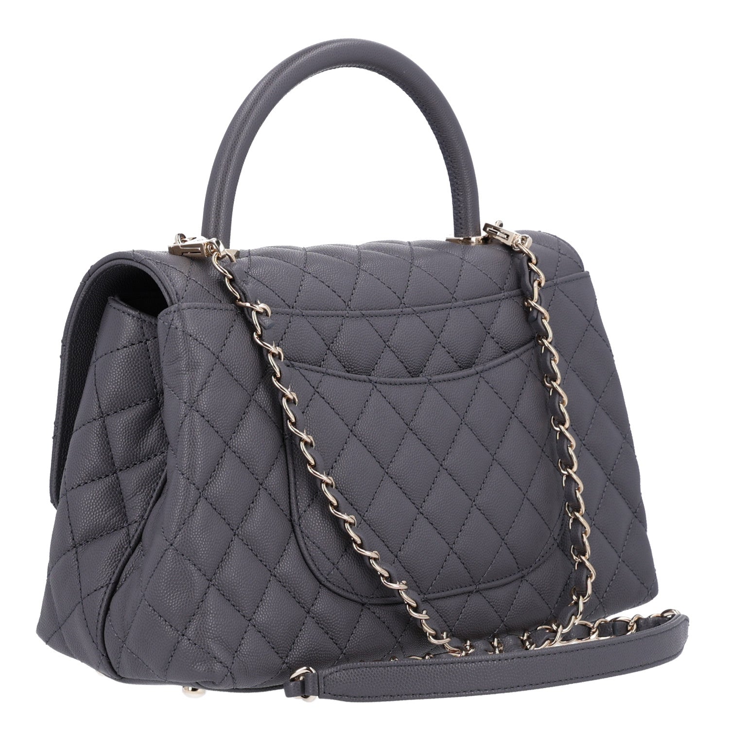 Chanel Caviar Quilted Small Coco Handle Flap Dark Grey 3 of 11