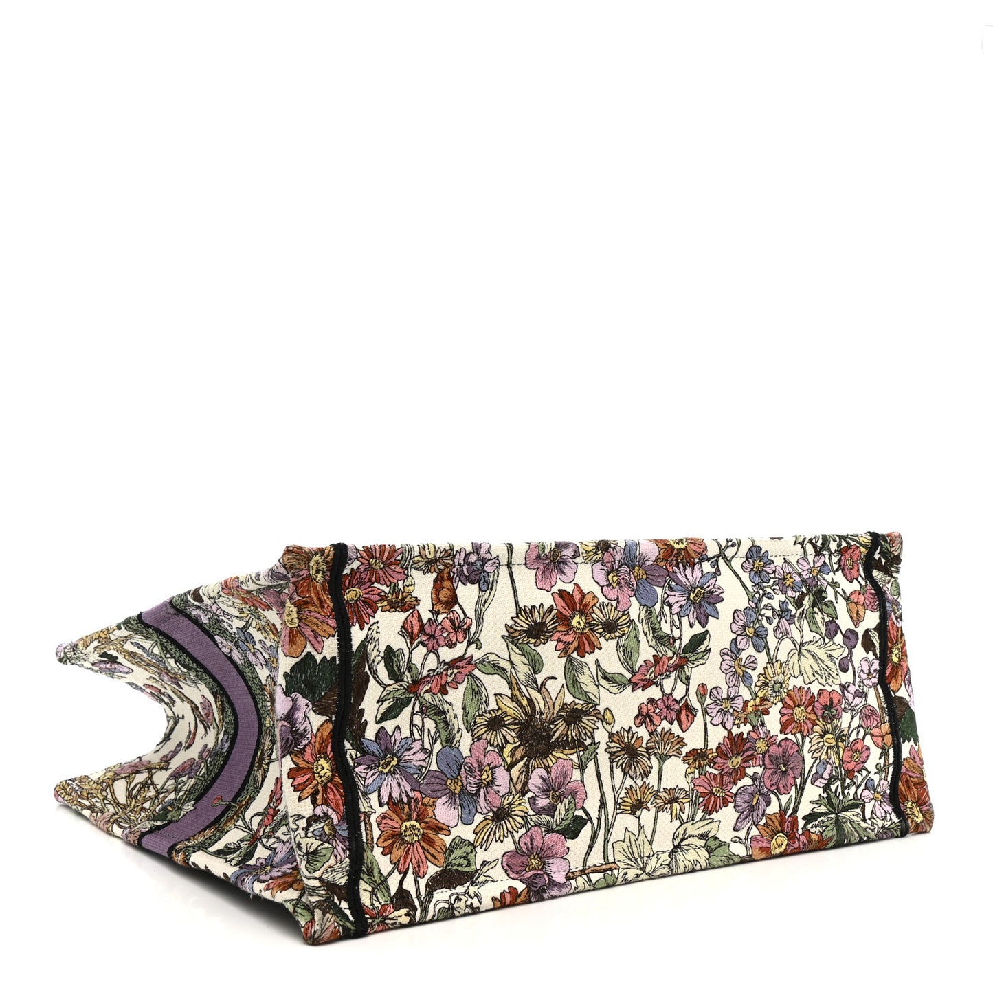 Canvas Embroidered Large 4 Saisons Hiver Soleil Book Tote  Lilac Multicolor