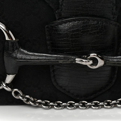 Gucci Monogram Horsebit Chain Flap Shoulder Bag Black 12 of 18