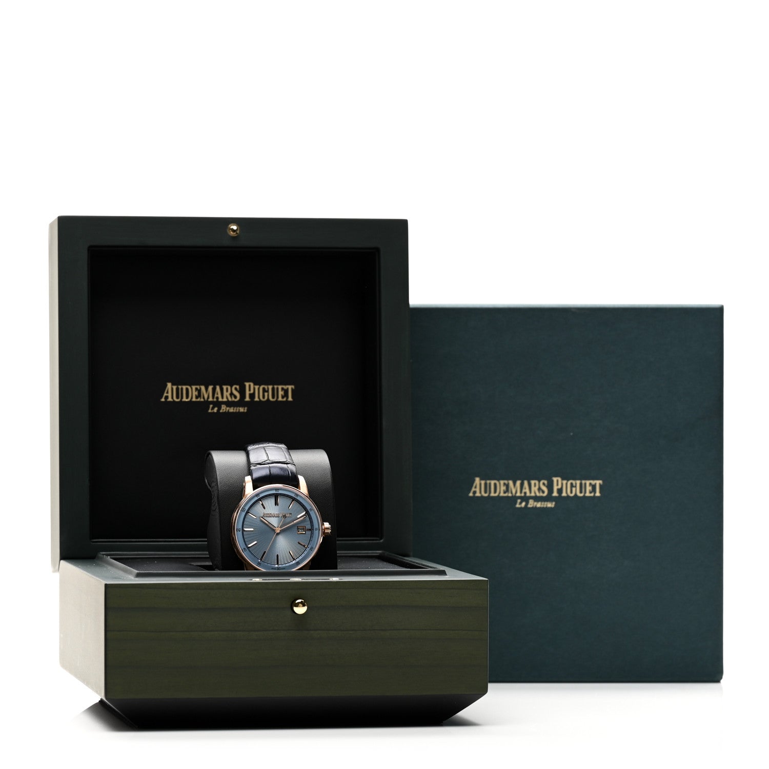 Audemars Piguet 18K Rose Gold Alligator 38mm Code 11.59 Automatic Watch Blue 77410OR.OO.A344CR.01 6 of 6