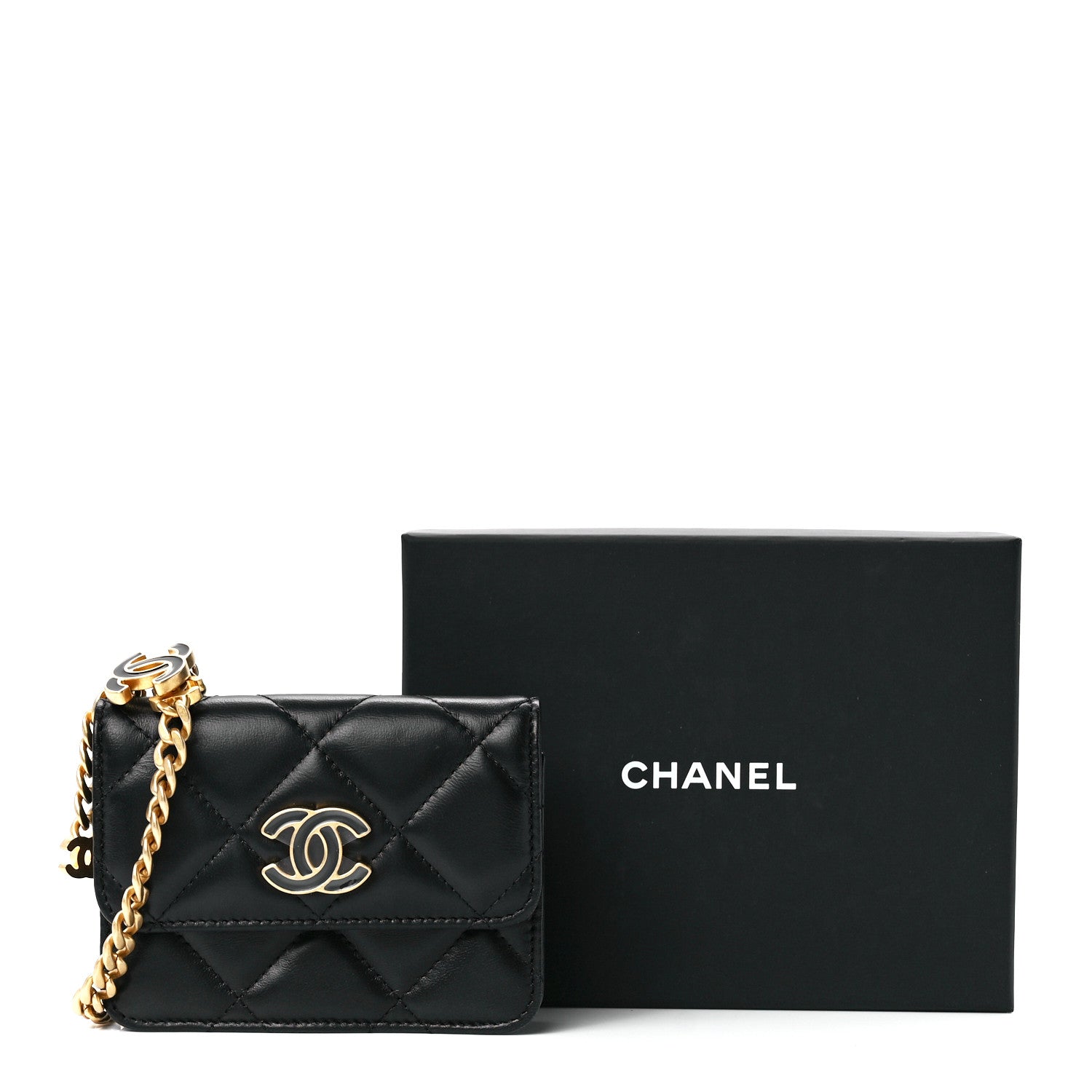 Chanel Lambskin Enamel Quilted Pending CC Flap Belt Bag Black 13 of 13