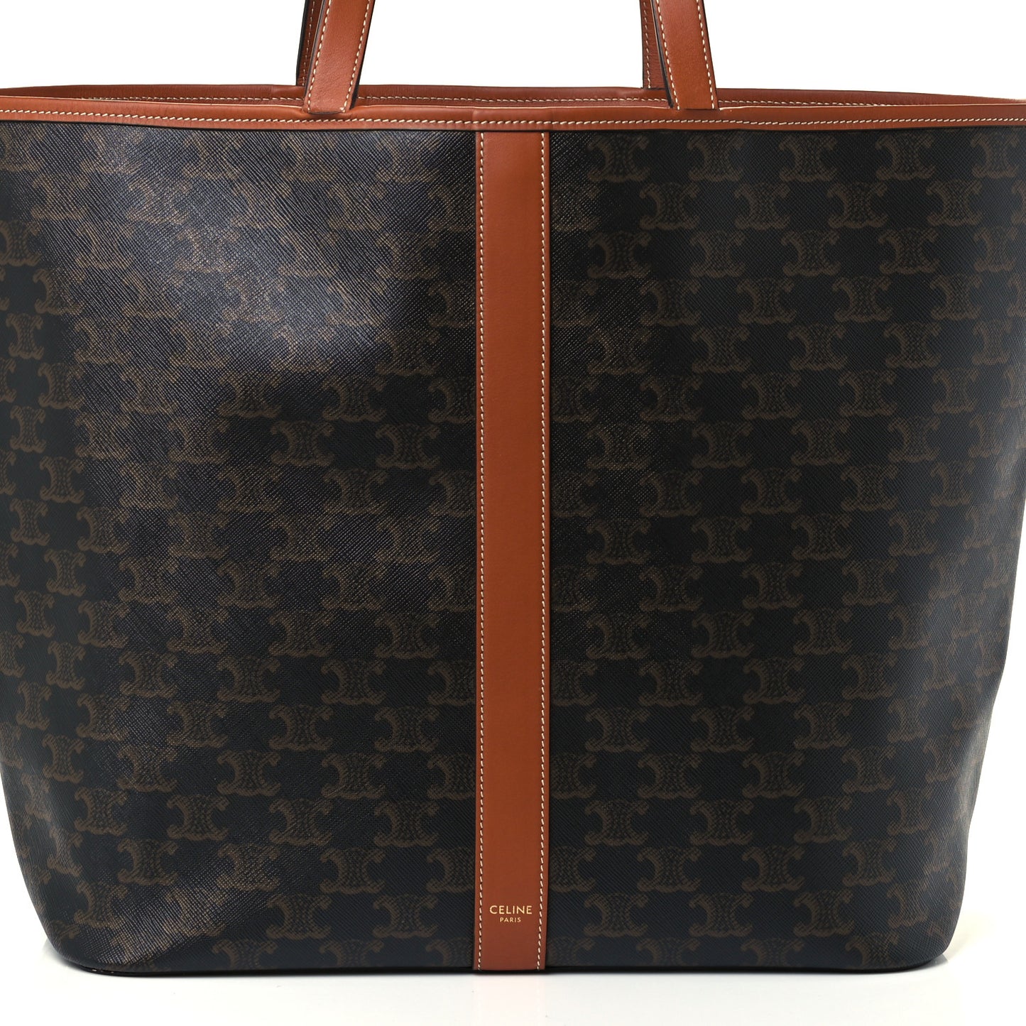 Triomphe Canvas Calfskin Medium Cabas Bag Tan