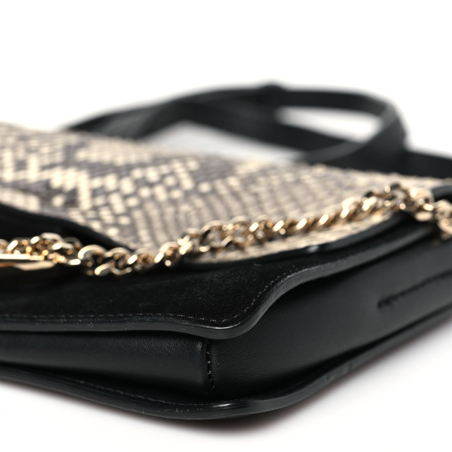Snakeskin Calfskin Small Faye Shoulder Bag Natural Black