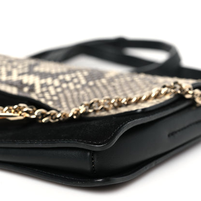 Chloe Snakeskin Calfskin Small Faye Shoulder Bag Natural Black 10 of 11