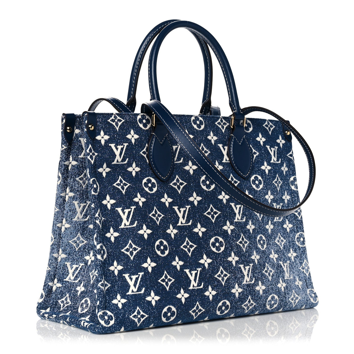Louis Vuitton Monogram Jacquard Denim Onthego MM Bleu 3 of 9