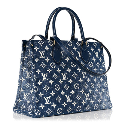 Louis Vuitton Monogram Jacquard Denim Onthego MM Bleu 3 of 9