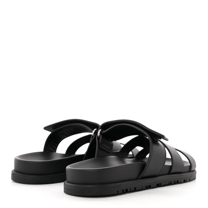 Hermes Calfskin Womens Chypre Sandals 36.5 Black 4 of 11