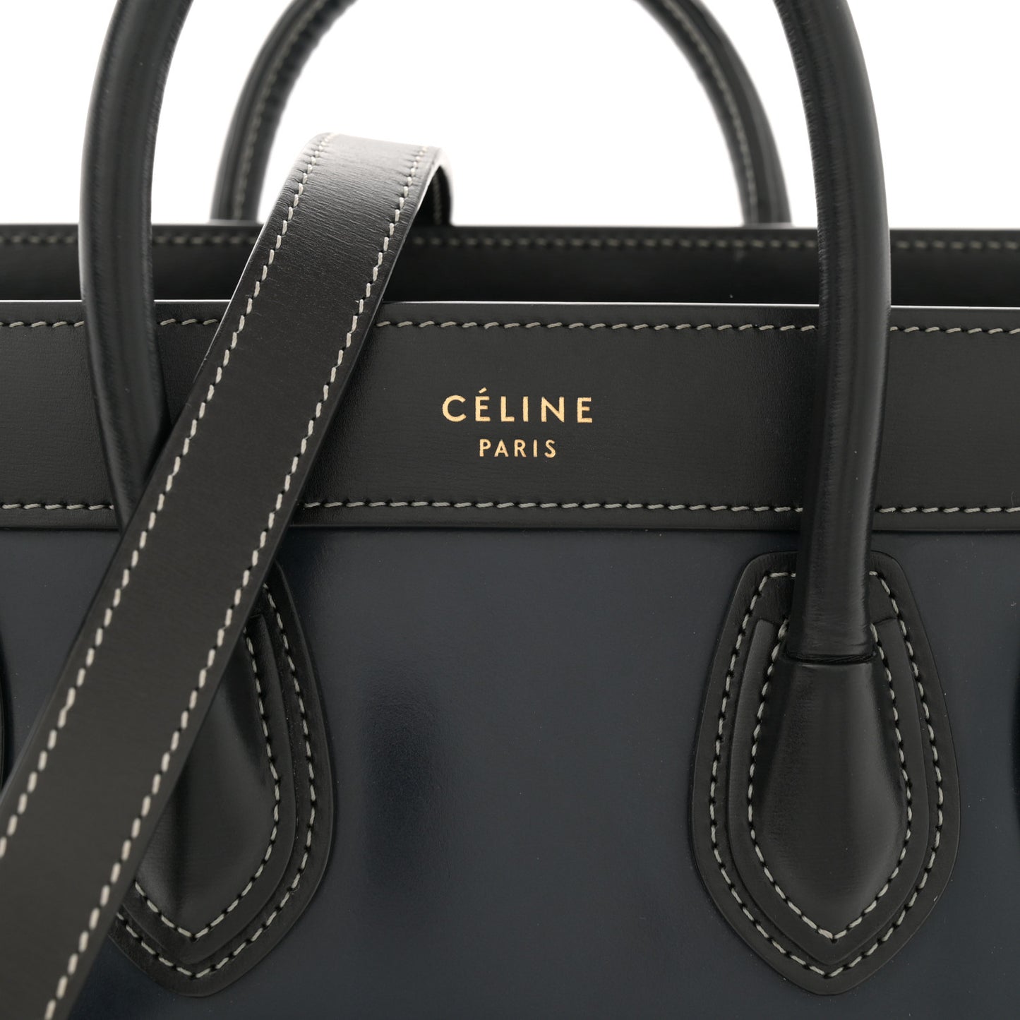 Glazed Calfskin Nano Bi-Color Luggage Dark Blue
