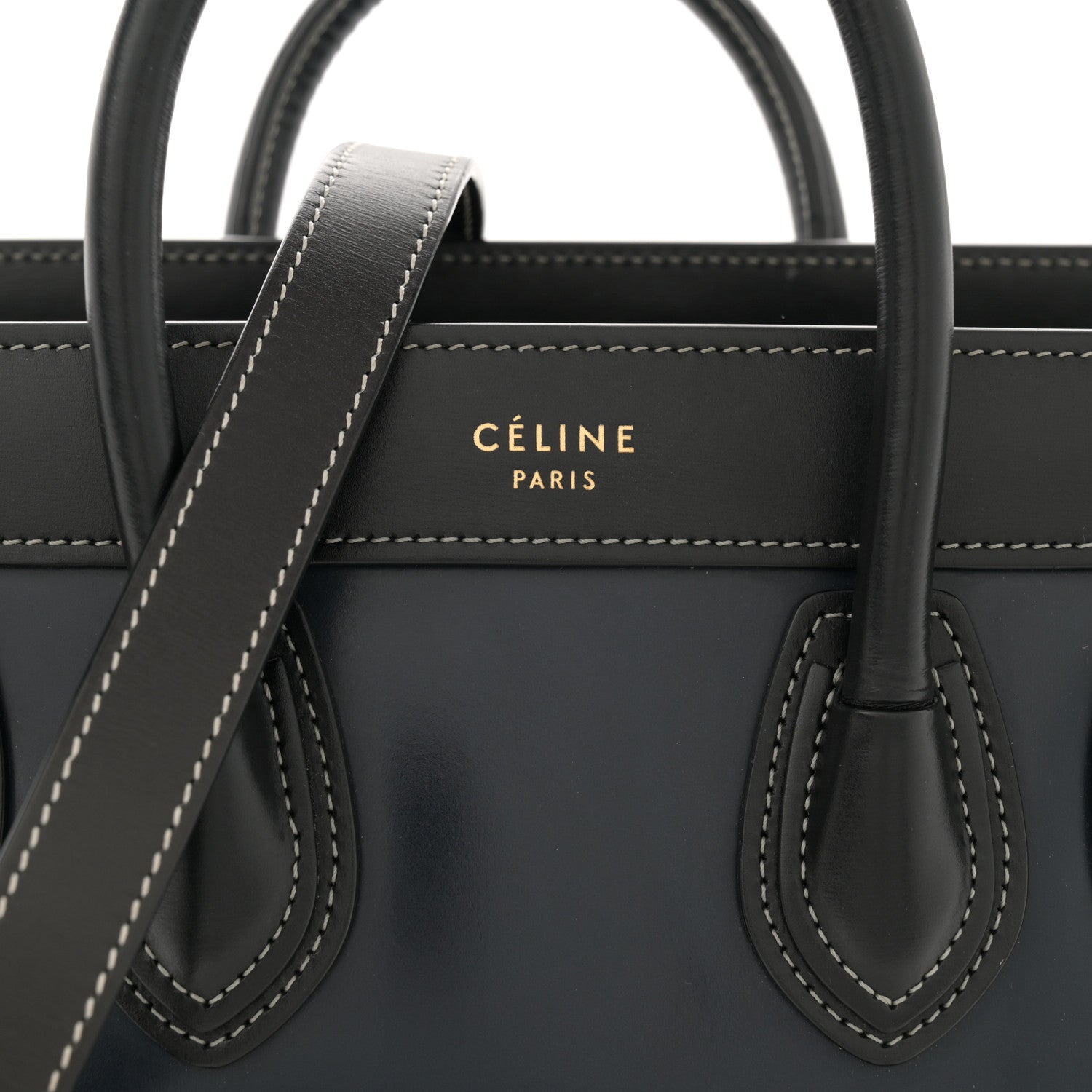 Celine Glazed Calfskin Nano Bi-Color Luggage Dark Blue 7 of 13