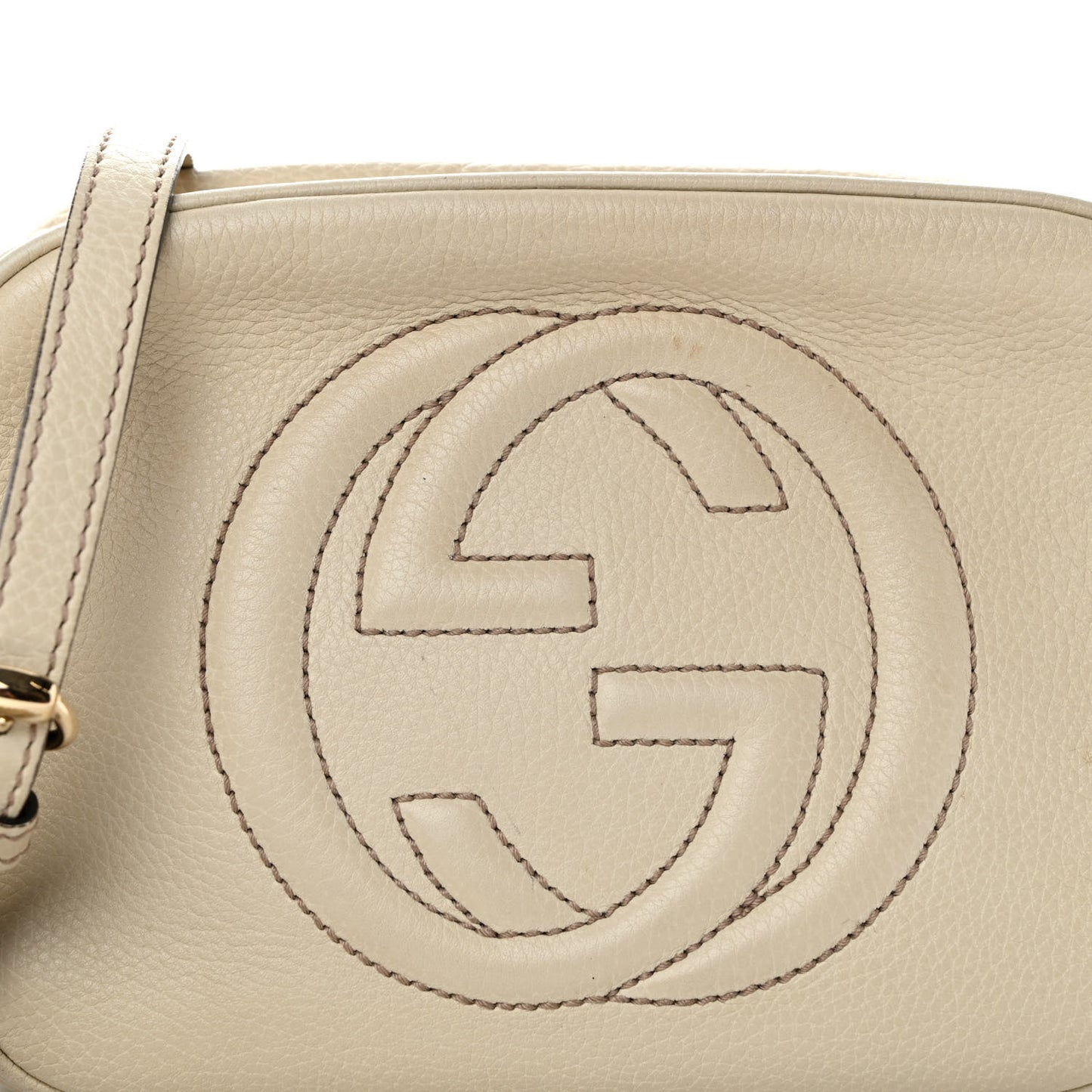 Pebbled Calfskin Small Soho Disco Bag Off White