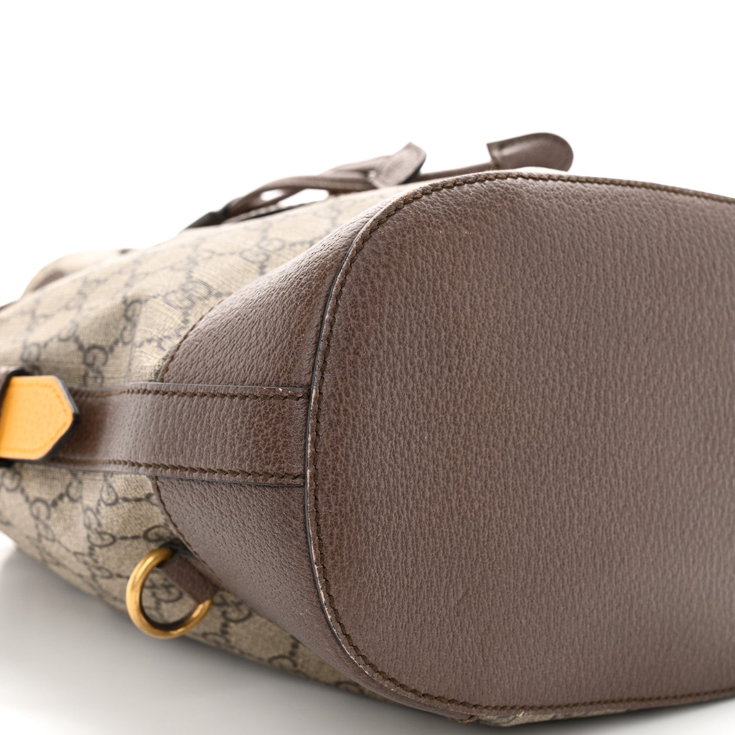 Gucci GG Supreme Monogram Neo Vintage Drawstring Bucket Backpack Beige New Acero Crop 9 of 11