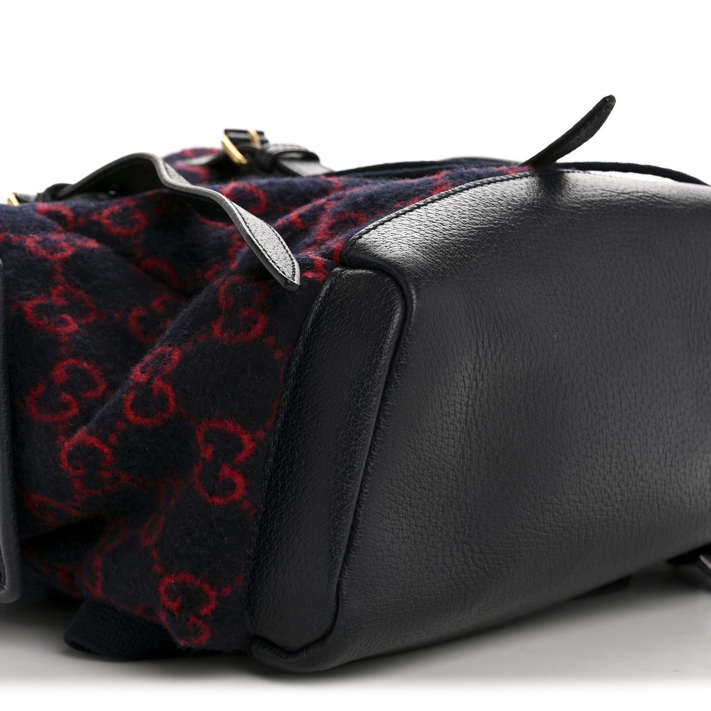 Covered Wool GG Monogram Small Double Buckle Backpack Navy Red