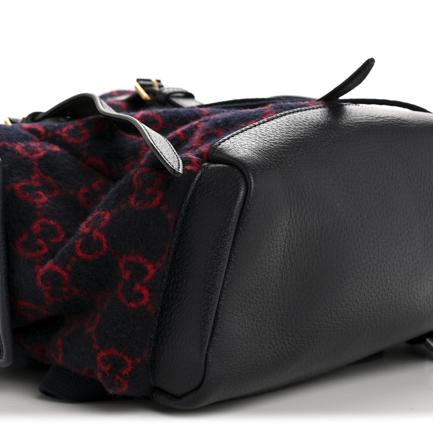 Gucci Covered Wool GG Monogram Small Double Buckle Backpack Navy Red 9 of 15