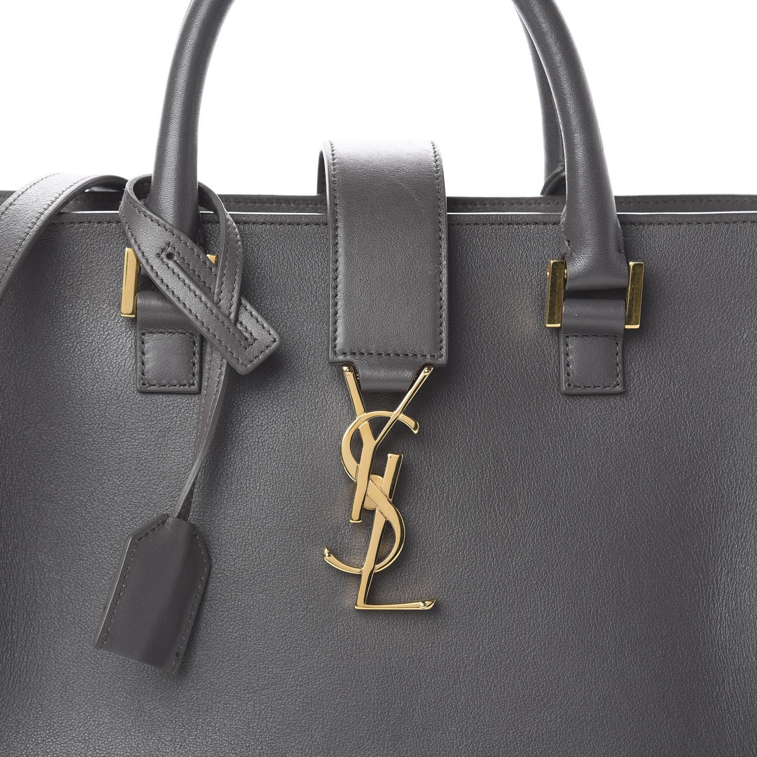 Saint Laurent Calfskin Small Monogram Cabas Grey 8 of 8