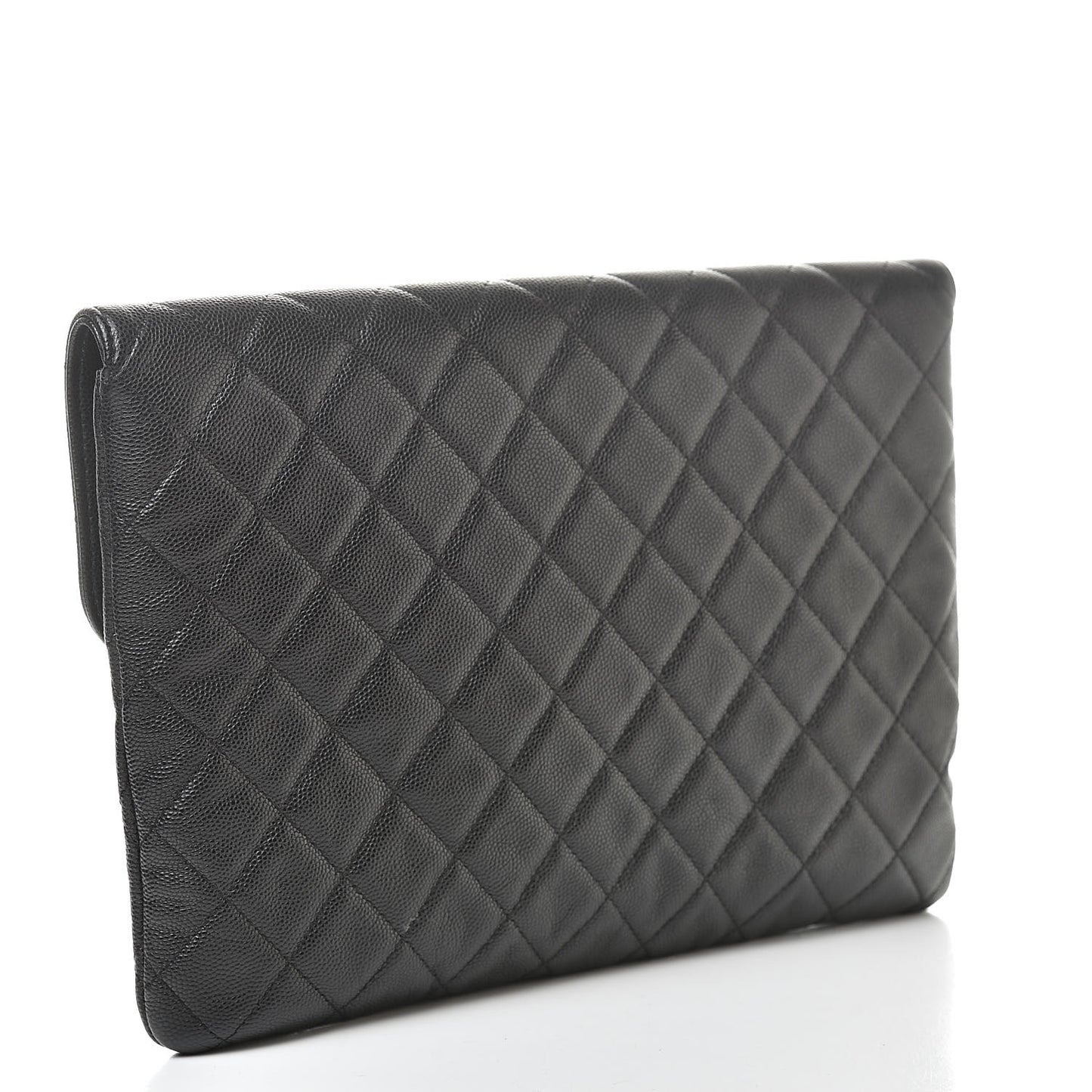 Caviar Quilted Medium Golden Class Pouch Black