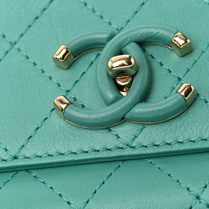 Chanel Calfskin Stitched Small Covered CC Flap Bag Green 12 of 16