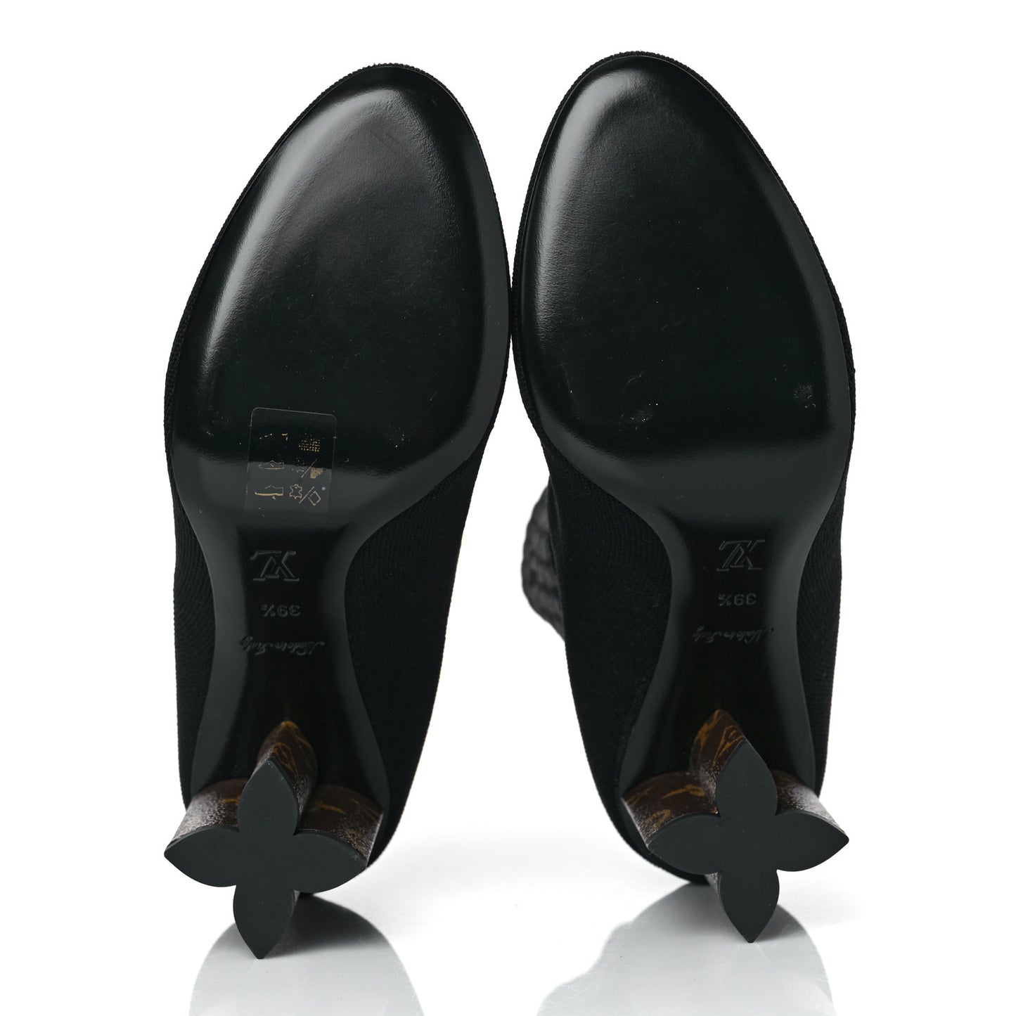 Monogram Stretch Fabric Silhouette Ankle Boots 39.5 Black