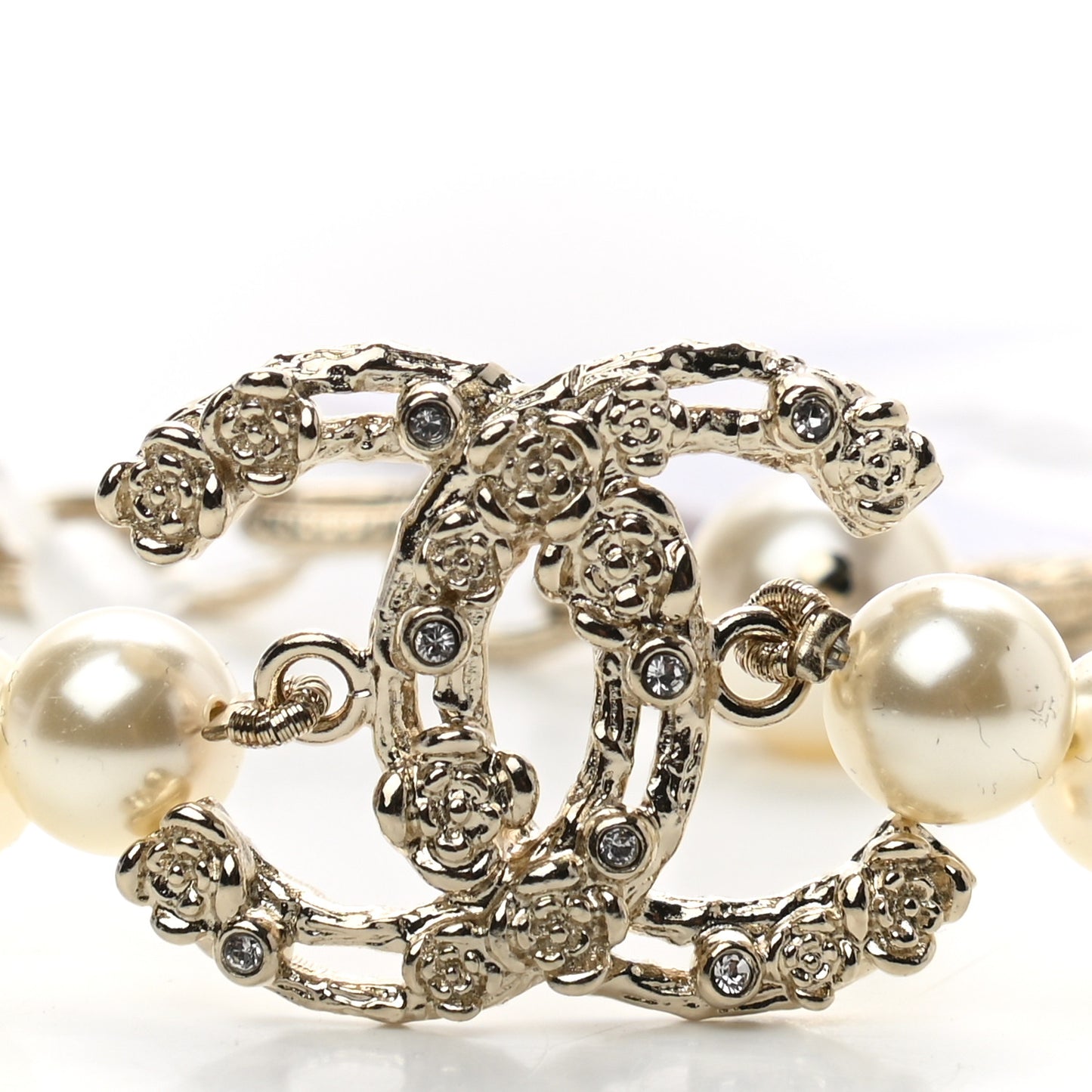 Pearl Crystal CC Bracelet Gold