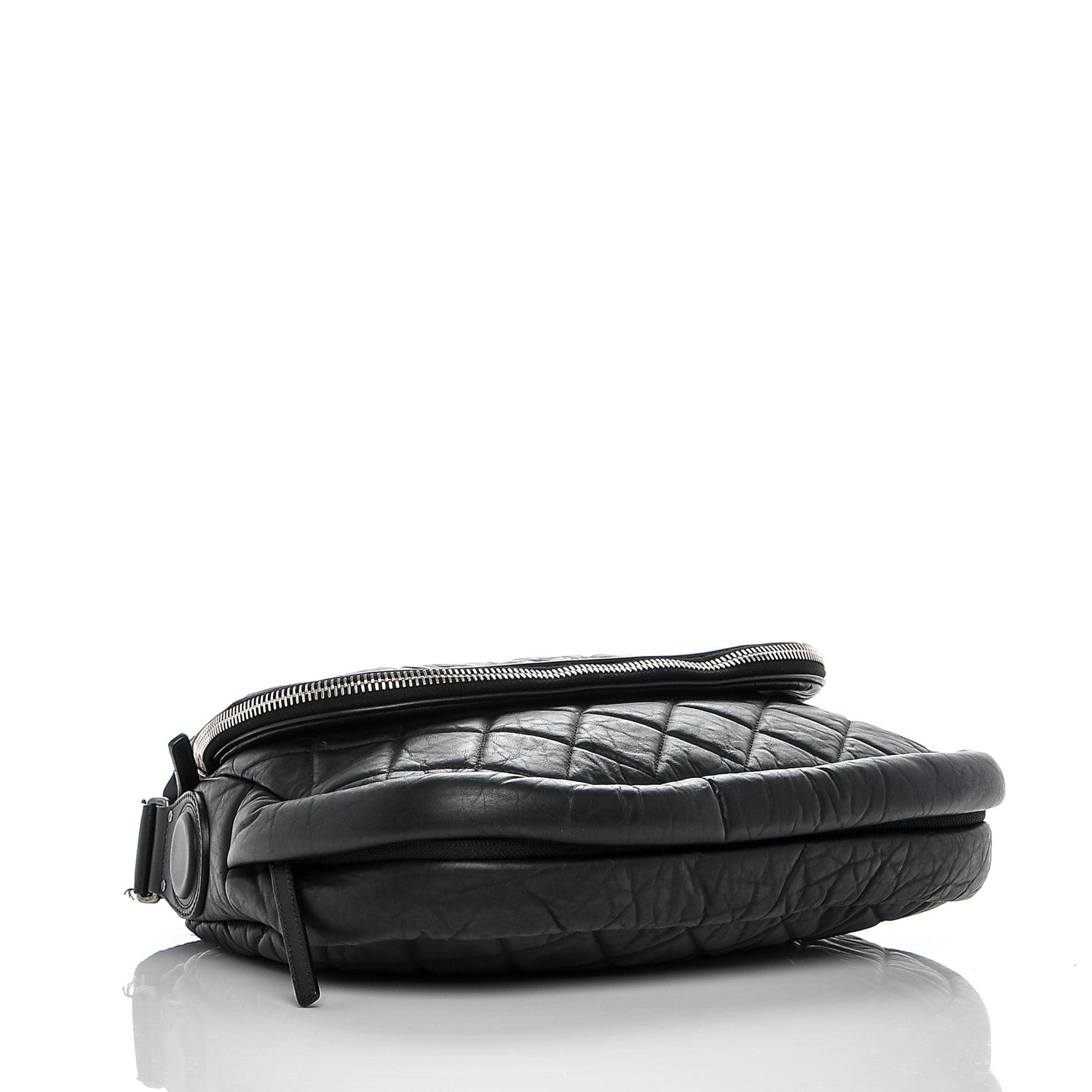 Chanel Aged Calfskin Quilted Expandable Messenger Black 4 of 8