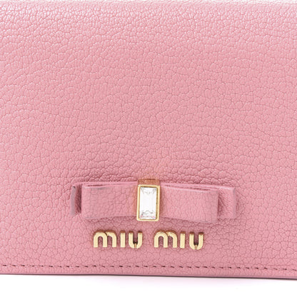 Miu Miu Goatskin Madras Flap Wallet Rosa 6 of 8