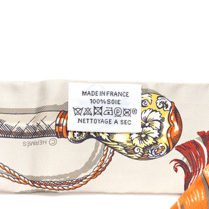 Hermes Silk Cavalcades Twilly Gris Perle Orange Acajou 3 of 3