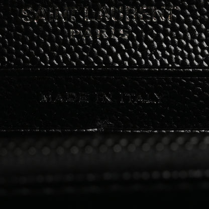 Saint Laurent Grain De Poudre Matelasse Chevron Monogram Flap Wallet Black 6 of 10