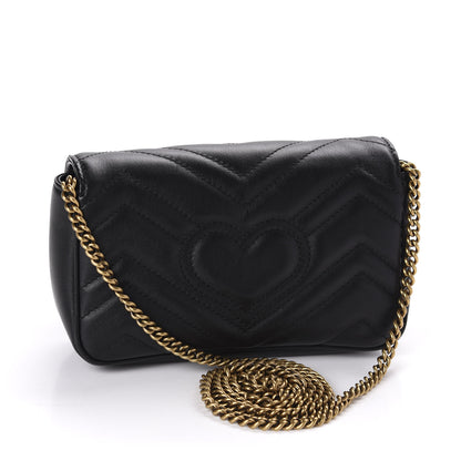 Gucci Calfskin Matelasse Super Mini GG Marmont Shoulder Bag Black 3 of 11
