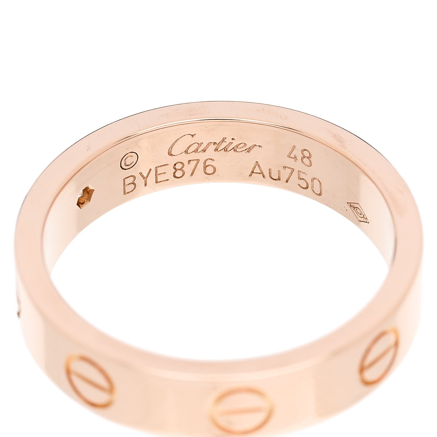 Cartier 18K Pink Gold Diamond 4mm LOVE Wedding Band Ring 48 4.5 4 of 4