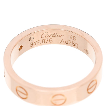 Cartier 18K Pink Gold Diamond 4mm LOVE Wedding Band Ring 48 4.5 4 of 4
