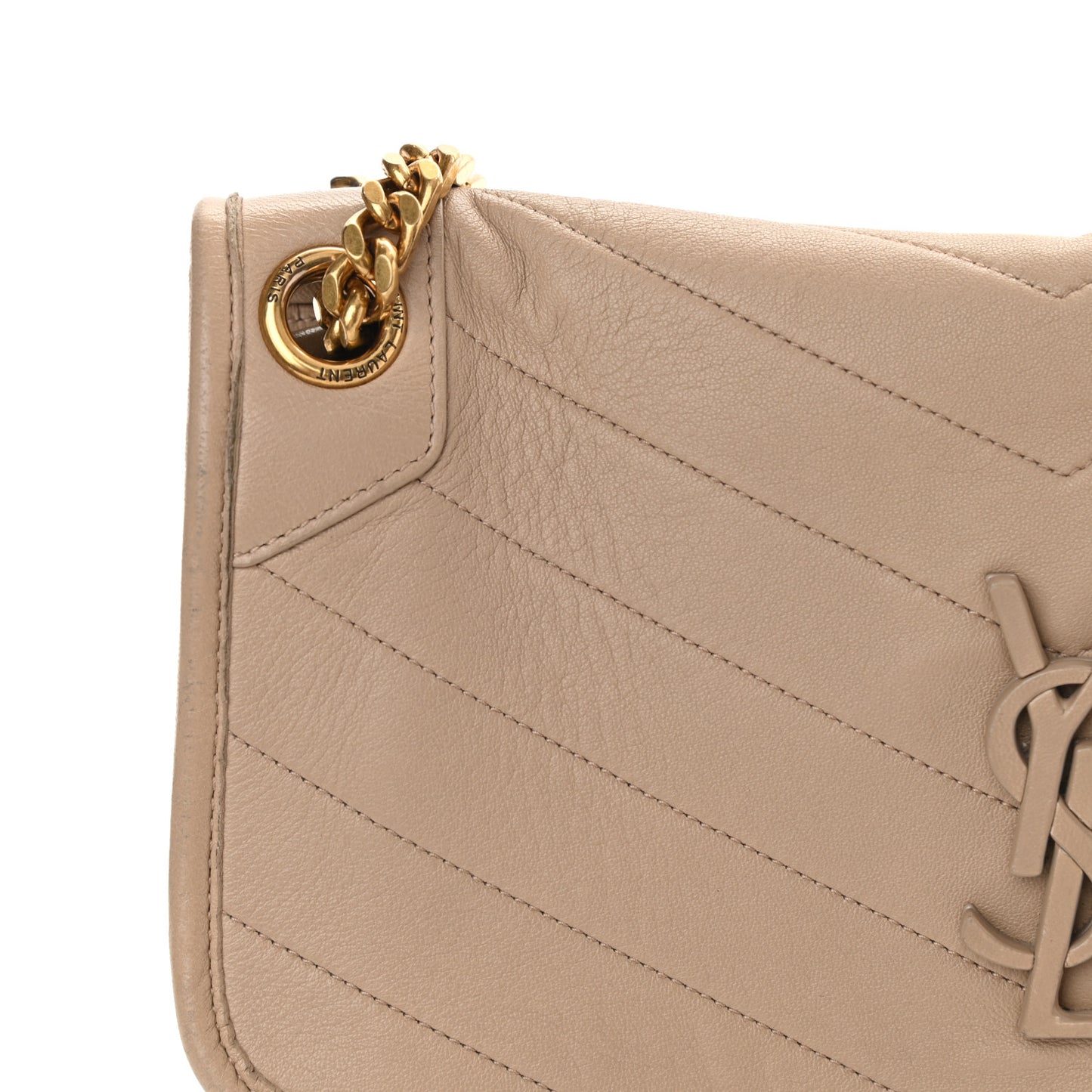 Lambskin Matelasse Monogram Medium Niki Chain Satchel Dark Beige