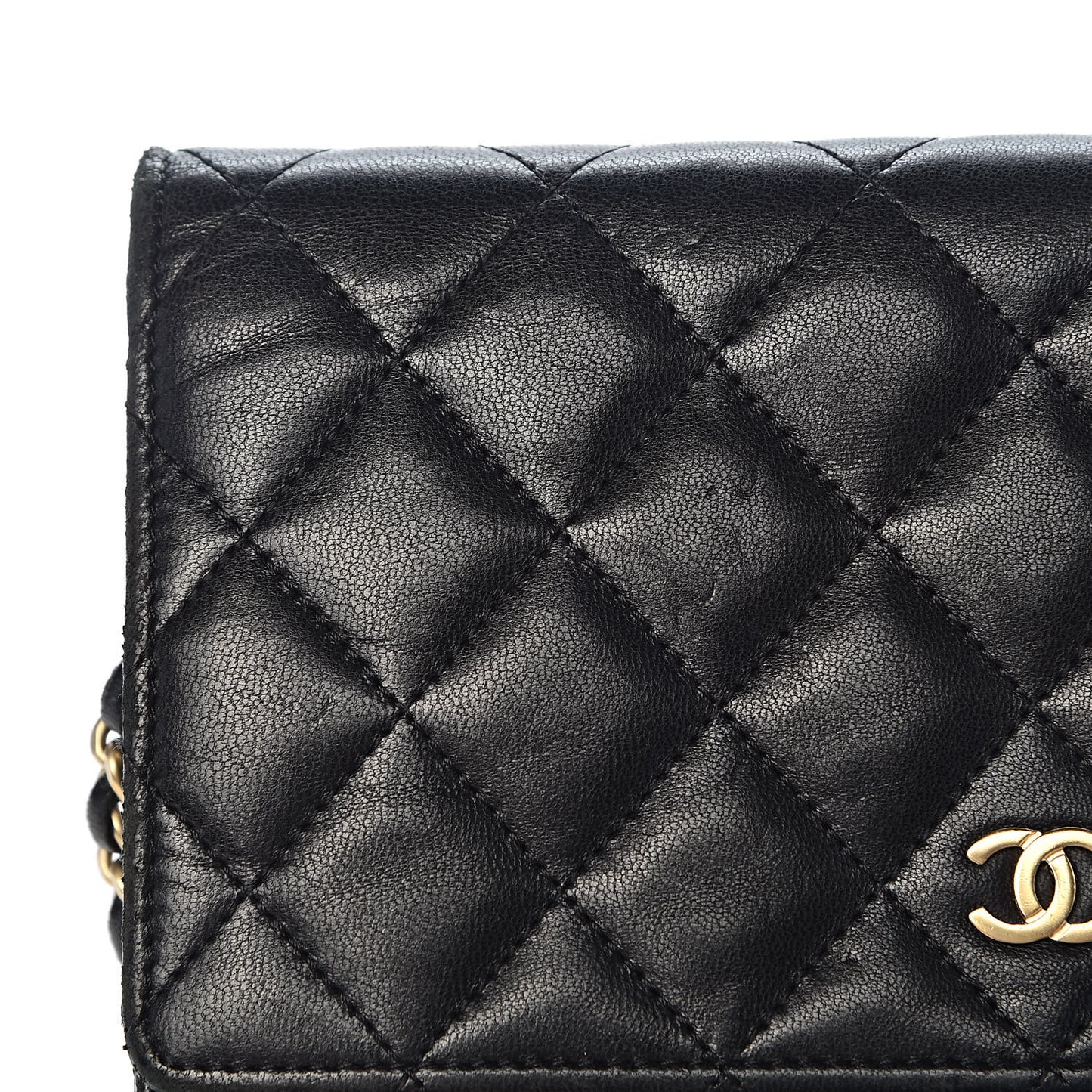 Lambskin Quilted Wallet On Chain WOC Black