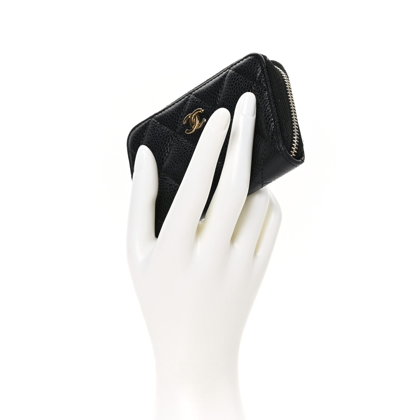 Caviar Quilted Zip Coin Purse Black