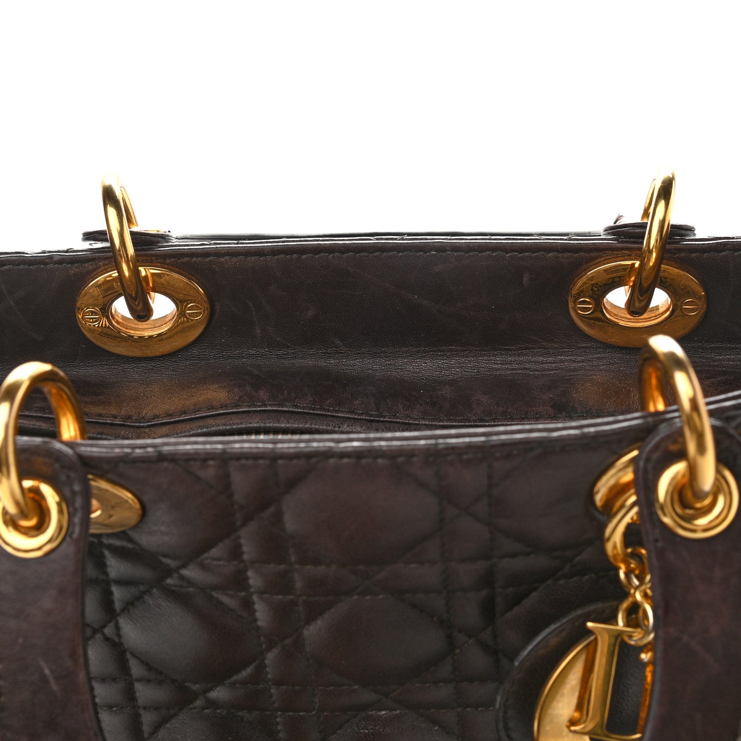 Christian Dior Lambskin Cannage Large Lady Dior Dark Brown 9 of 20